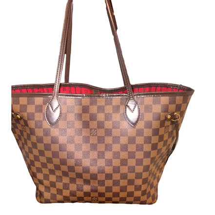 Louis Vuitton Neverfull MM Damier Ebene Coated Canvas Cherry Tote Bag available at Queen Bee of Beverly Hills