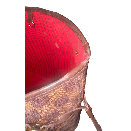 Louis Vuitton Neverfull MM Damier Ebene Coated Canvas Cherry Tote Bag available at Queen Bee of Beverly Hills