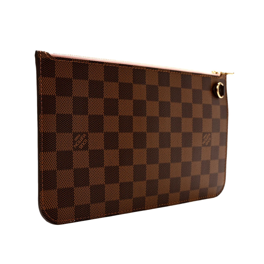 Louis Vuitton Neverfull Pouchette Damier Brown Wristlet Clutch Pouch Bag at_Queen_Bee_of_Beverly_Hills
