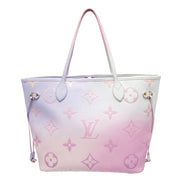 Louis Vuitton Neverfull MM Sunrise Petal Pastel Pink Canvas Leather Tote Bag sold at Queen Bee of Beverly Hills