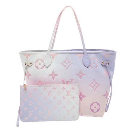 Louis Vuitton Neverfull MM Sunrise Petal Pastel Pink Canvas Leather Tote Bag sold at Queen Bee of Beverly Hills