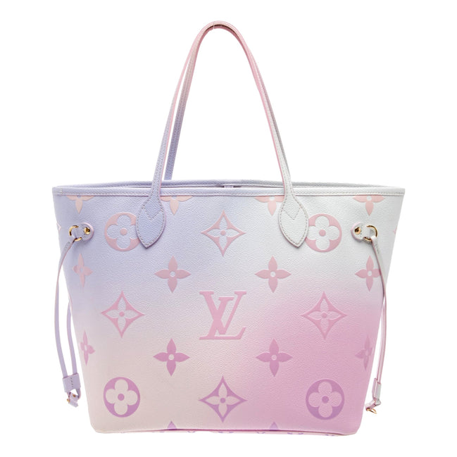 Louis Vuitton Neverfull MM Sunrise Petal Pastel Pink Canvas Leather Tote Bag sold at Queen Bee of Beverly Hills