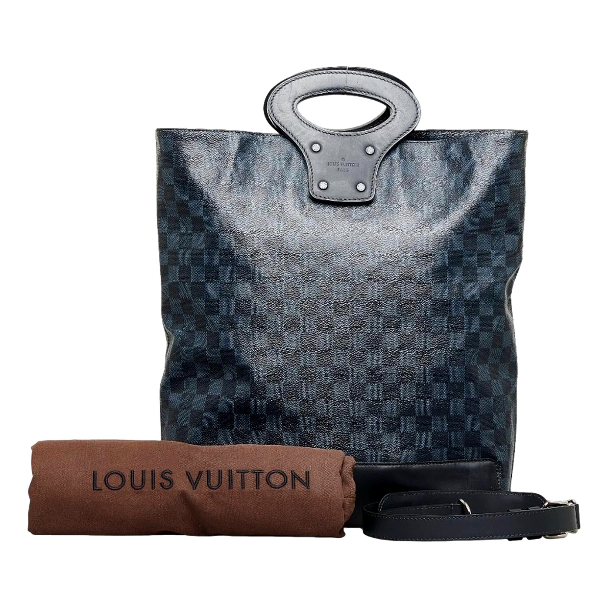 Louis Vuitton North South Tote Handbag Damier Cobalt Black and Navy available at Queen Bee of Beverly Hills