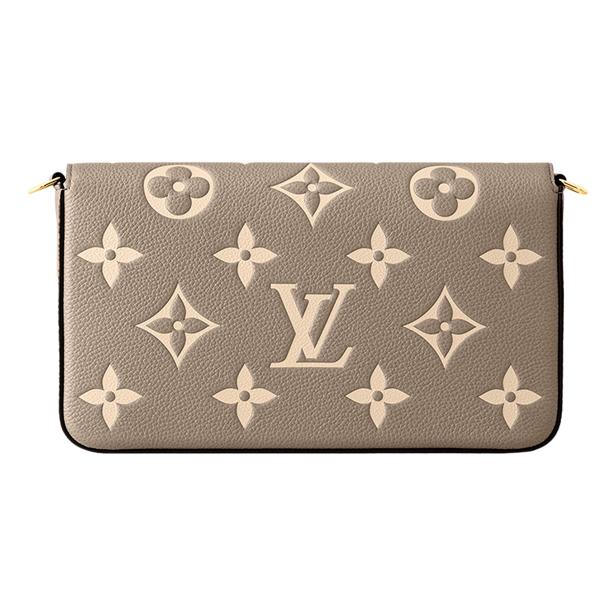 Louis Vuitton Pochette Felicie Monogram Empreinte Leather in Gray - available at Queen Bee of Beverly Hills.