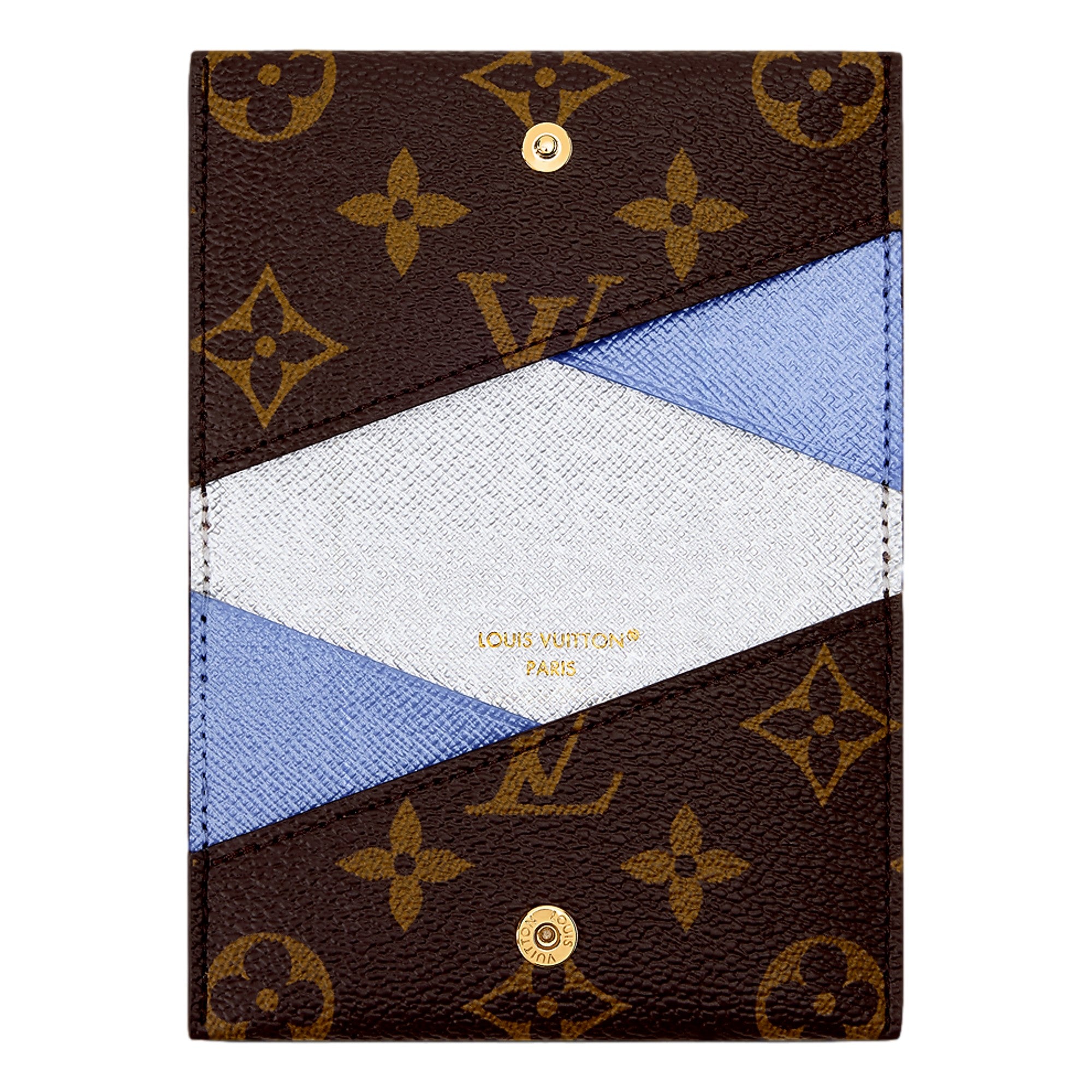 Louis Vuitton Monogram Slim Card Holder Wallet Blue and Silver