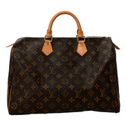 Louis Vuitton Speedy 35 Classic Monogram Canvas Leather Trim