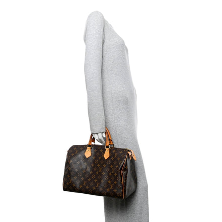 Louis Vuitton Speedy 35 Classic Monogram Canvas Leather Trim