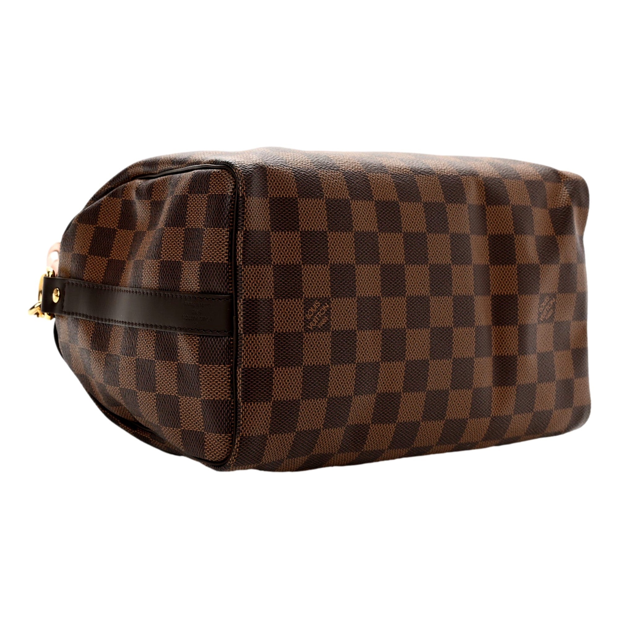 Louis Vuitton Damier Ebene Braided Speedy Bandouliere 25 Pink - available at Queen Bee of Beverly Hills. 