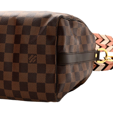 Louis Vuitton Damier Ebene Braided Speedy Bandouliere 25 Pink - available at Queen Bee of Beverly Hills. 
