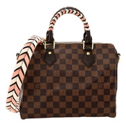 Louis Vuitton Damier Ebene Braided Speedy Bandouliere 25 Pink - available at Queen Bee of Beverly Hills. 