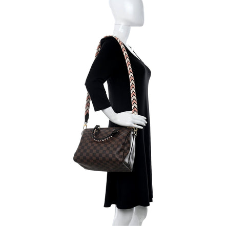 Louis Vuitton Damier Ebene Braided Speedy Bandouliere 25 Pink - available at Queen Bee of Beverly Hills. 