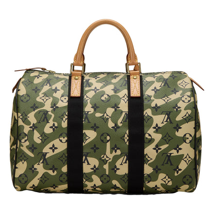 Louis Vuitton x Takashi Murakami Monogramouflage Speedy 35 Canvas Leather Handbag