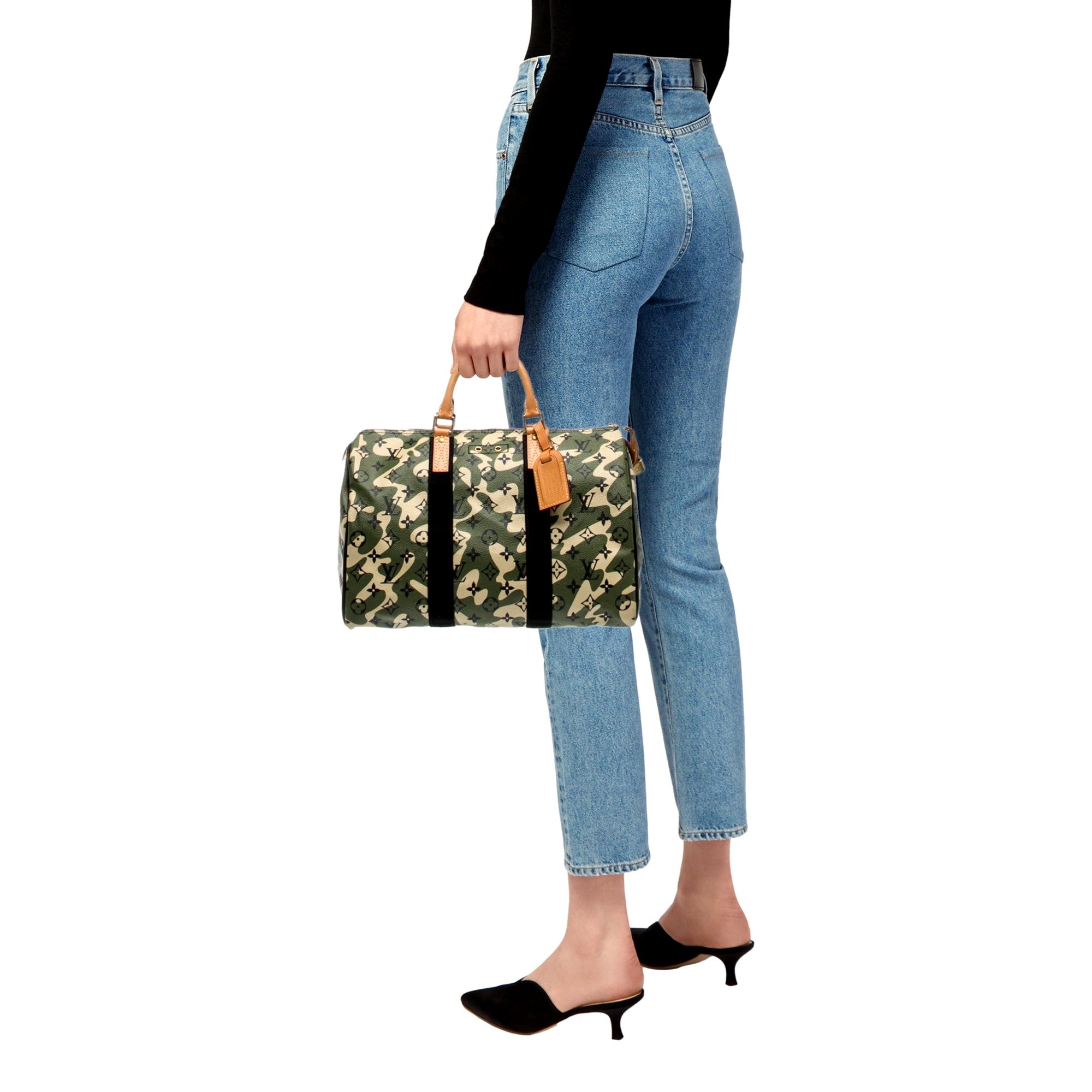 Louis Vuitton x Takashi Murakami Monogramouflage Speedy 35 Canvas Leather Handbag