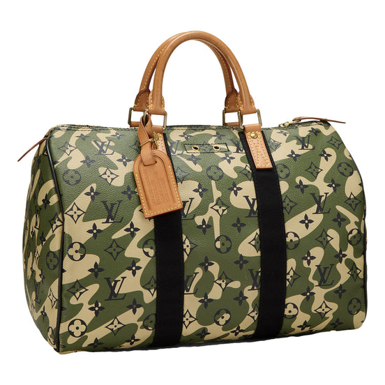 Louis Vuitton x Takashi Murakami Monogramouflage Speedy 35 Canvas Leather Handbag