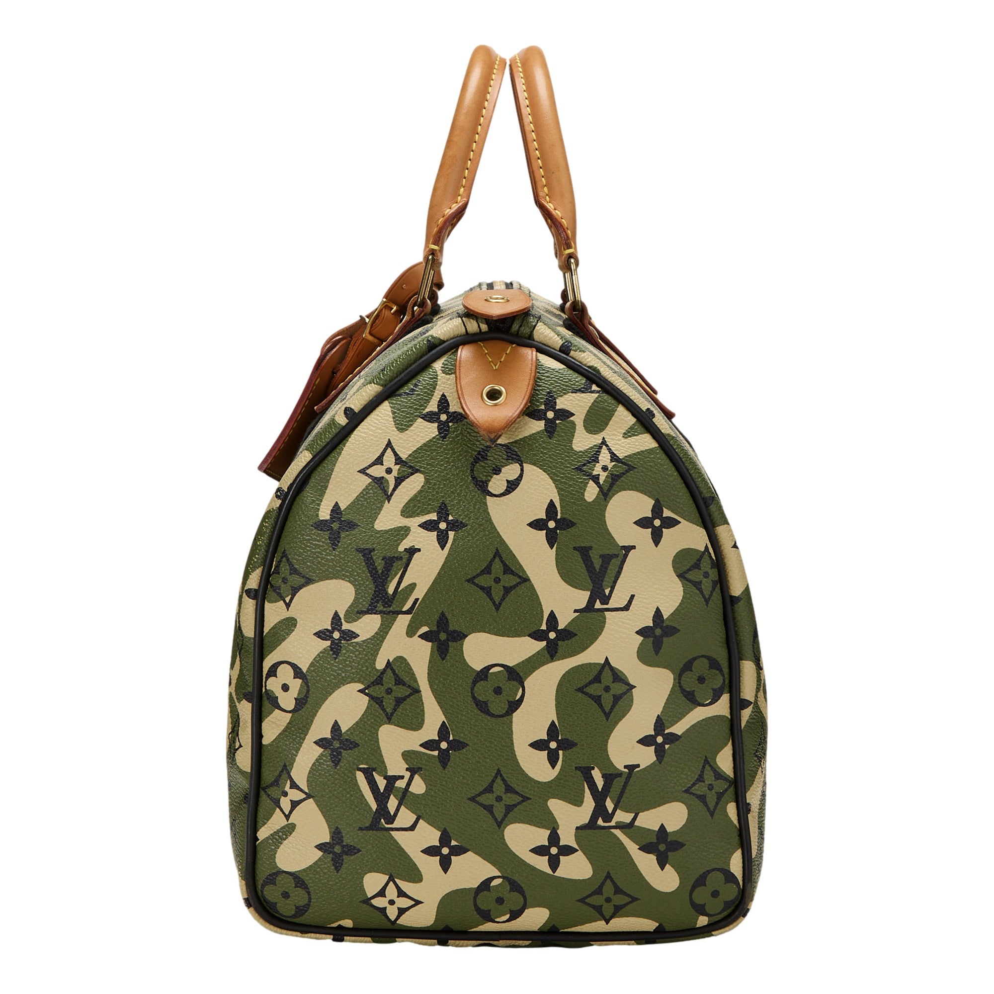 Louis Vuitton x Takashi Murakami Monogramouflage Speedy 35 Canvas Leather Handbag
