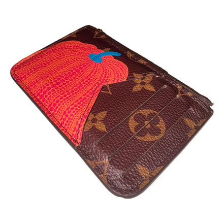 Louis Vuitton x YK Monogram Kusama Pumpkin Zipped Romy Card Holder available at Queen Bee of Beverly Hills