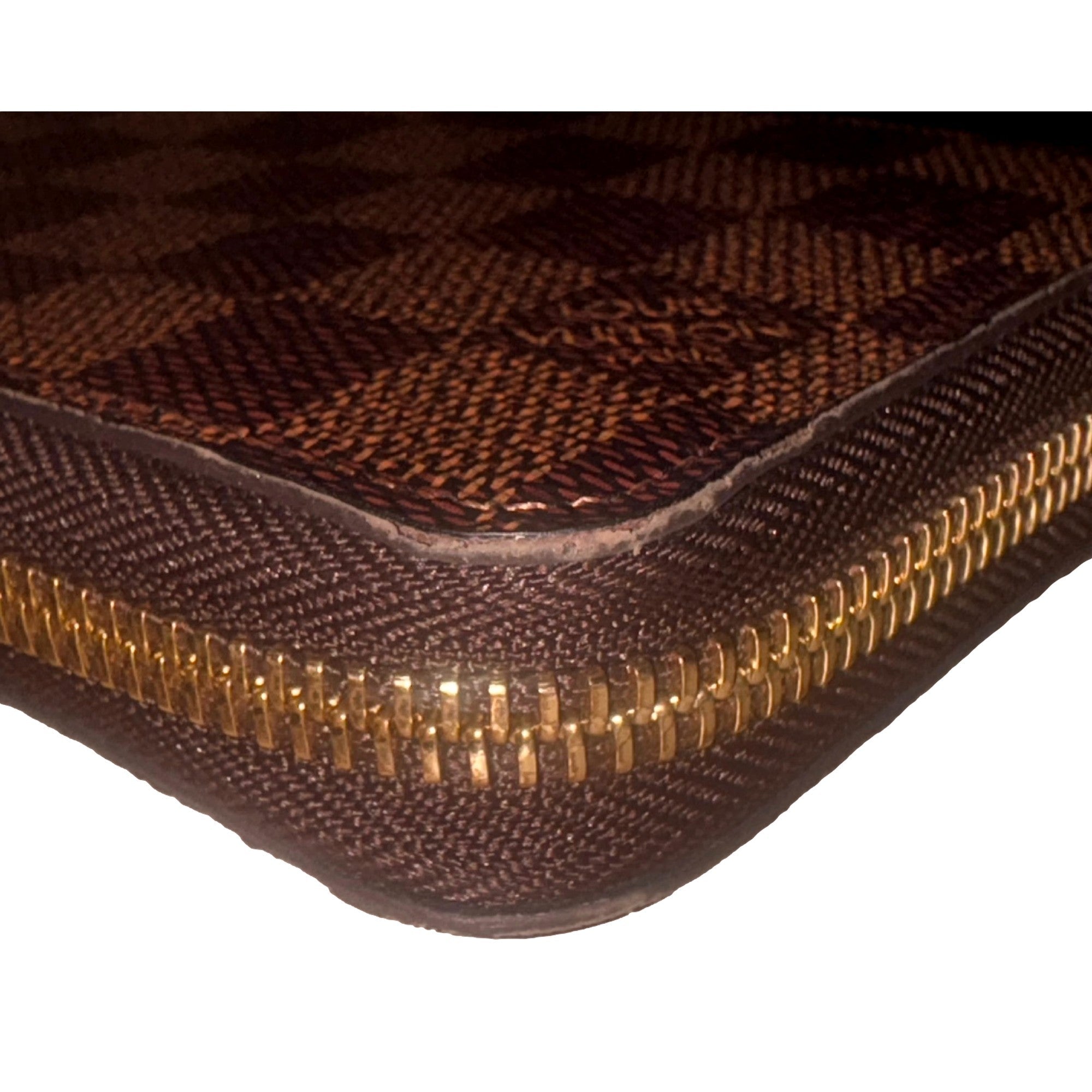 Louis Vuitton Zippy Damier Ebene Brown Canvas Leather Wallet available at Queen Bee of Beverly Hills