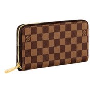 Louis Vuitton Zippy Damier Ebene Brown Canvas Leather Wallet available at Queen Bee of Beverly Hills