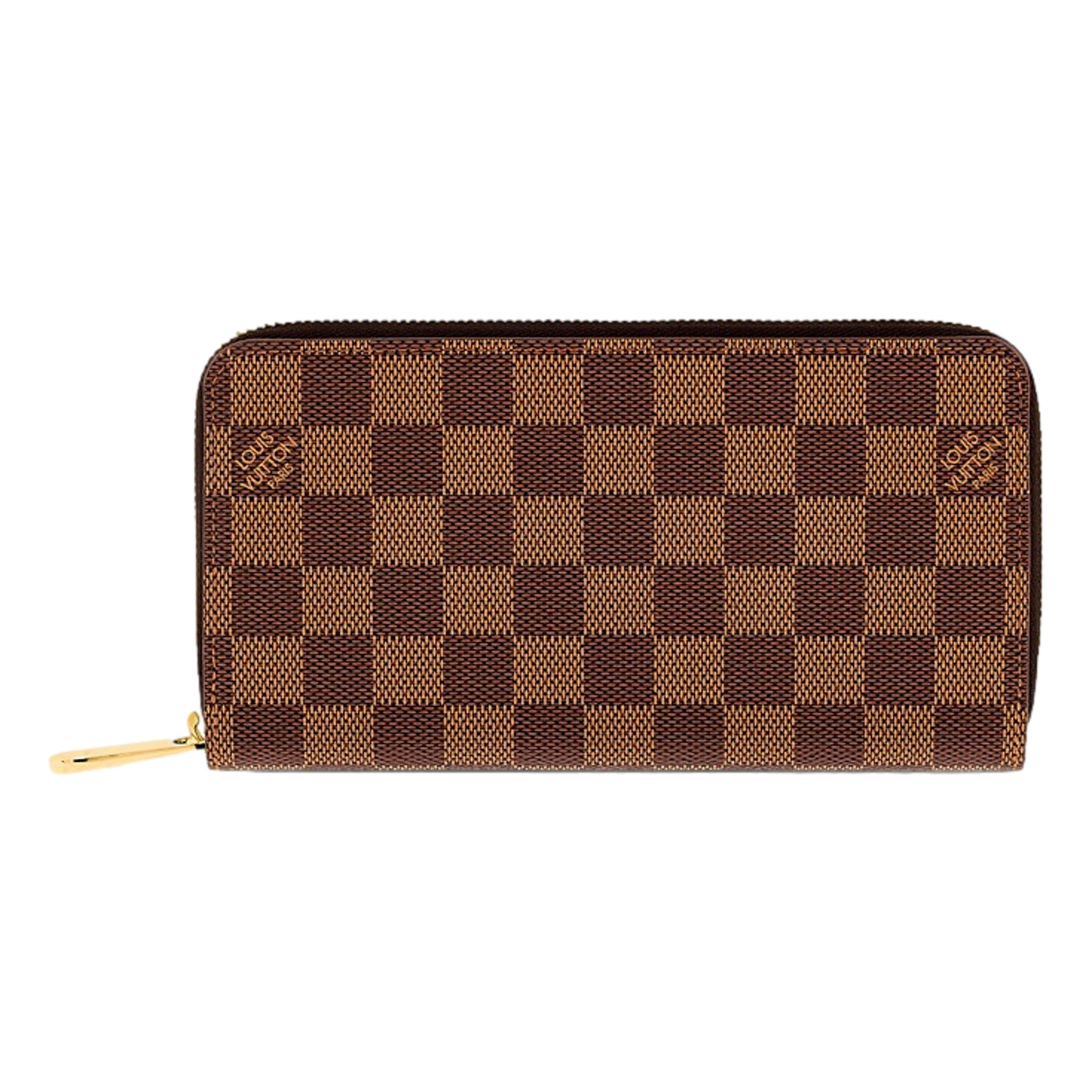 Louis Vuitton Zippy Damier Ebene Brown Canvas Leather Wallet available at Queen Bee of Beverly Hills