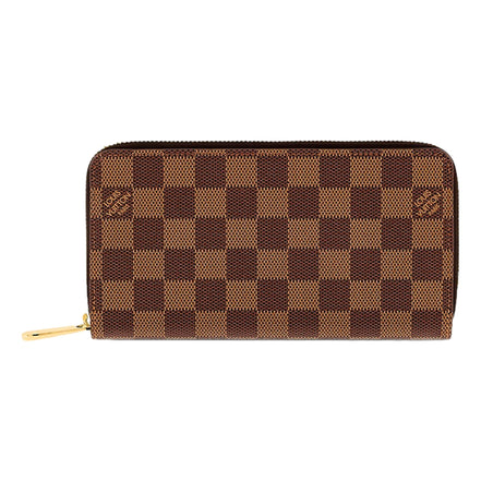 Louis Vuitton Zippy Damier Ebene Brown Canvas Leather Wallet available at Queen Bee of Beverly Hills