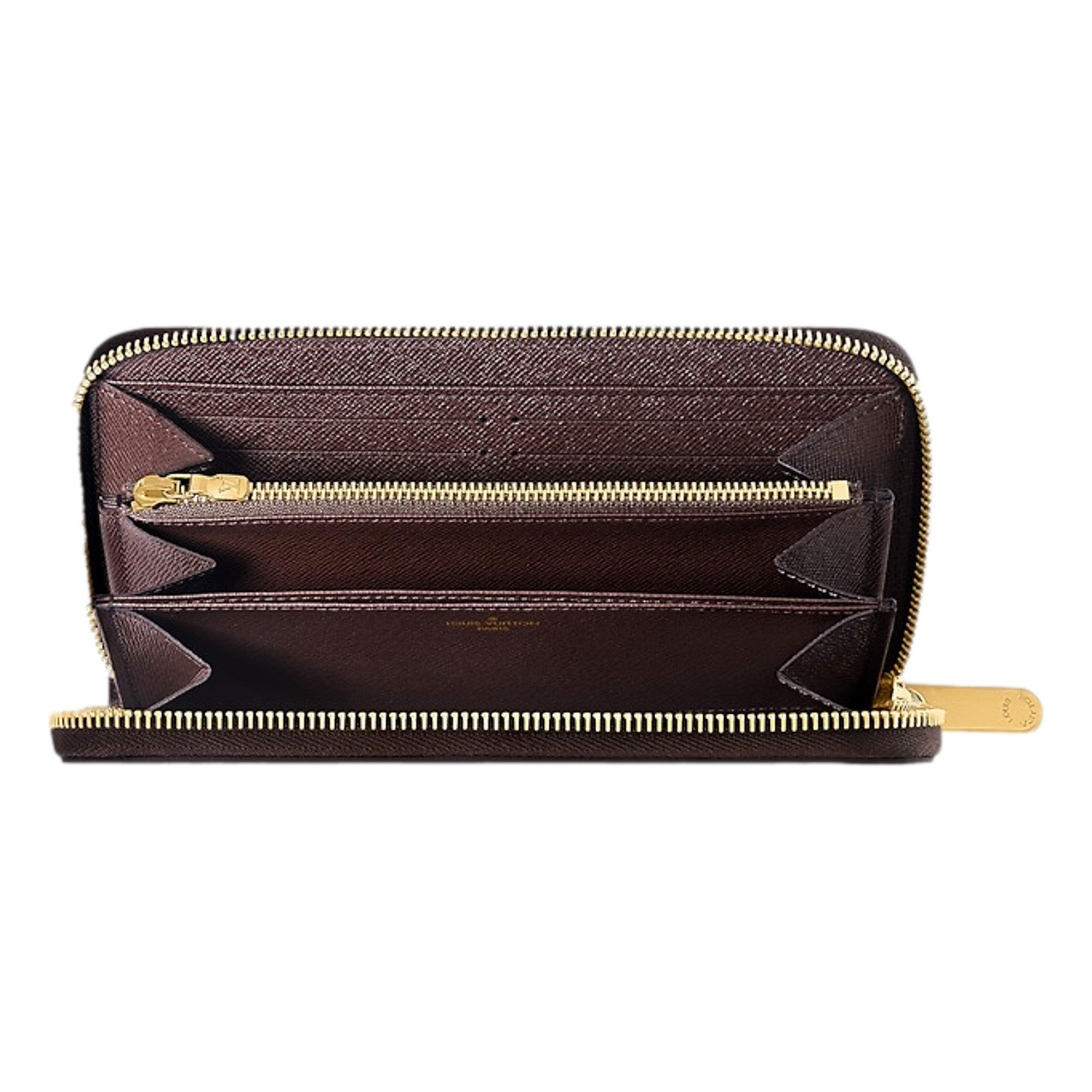 Louis Vuitton Zippy Damier Ebene Brown Canvas Leather Wallet available at Queen Bee of Beverly Hills