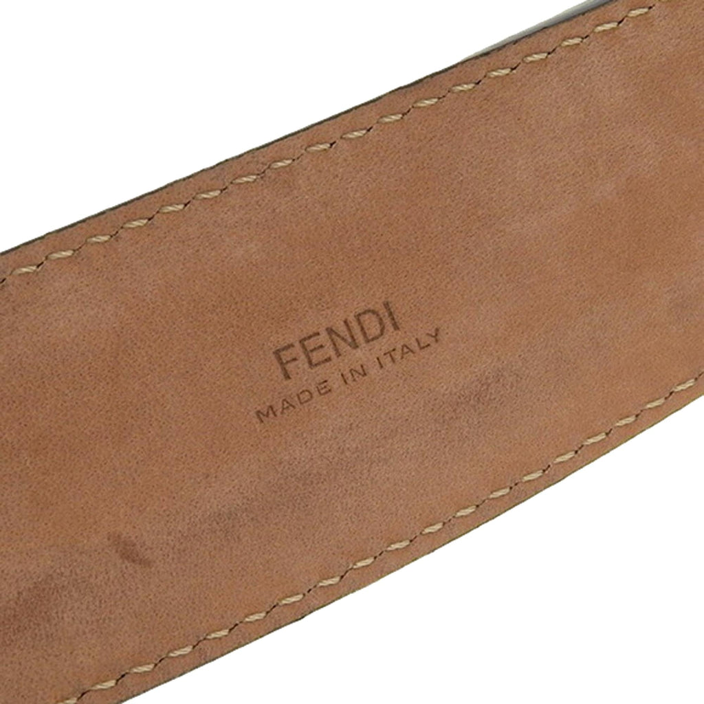 Men's Fendi FF Metal Buckle Dark Brown Grain Calf Leather Belt Size 105 at_Queen_Bee_of_Beverly_Hills
