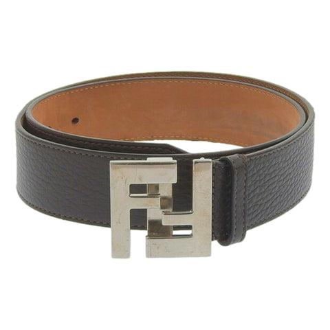 Men's Fendi FF Metal Buckle Dark Brown Grain Calf Leather Belt Size 105 at_Queen_Bee_of_Beverly_Hills