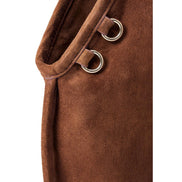 Miu Miu Mini Suede Handbag Leather Tassel Charm Moro Brown available at Queen Bee of Beverly Hills