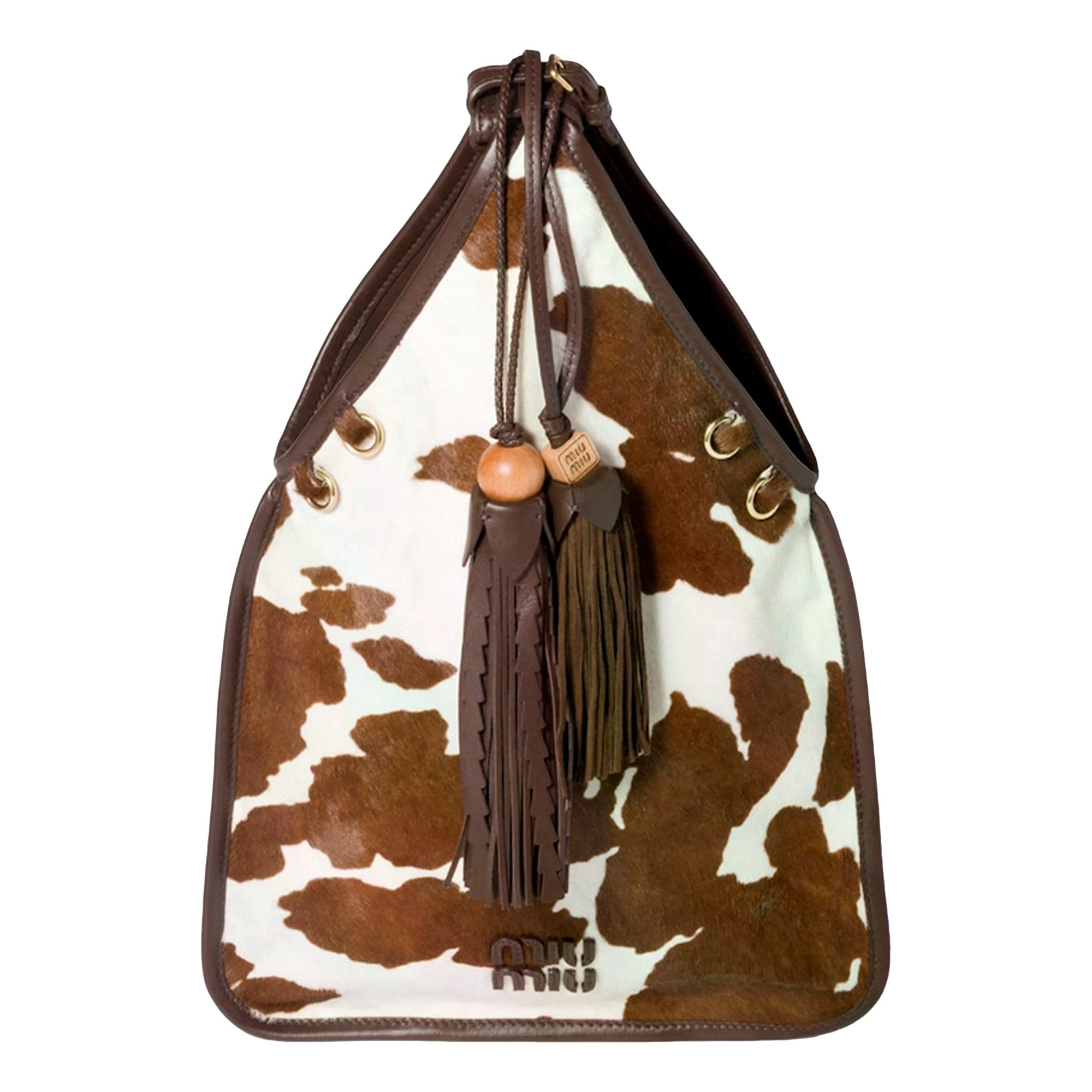 Miu Miu Mini Cow Printed Leather Suede Handbag