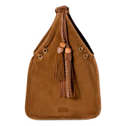 Miu Miu Mini Suede Handbag Leather Tassel Charm Warm Brown