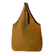 Miu Miu Suede Leather Tassel Tote Handbag Light Brown available at Queen Bee of Beverly Hills