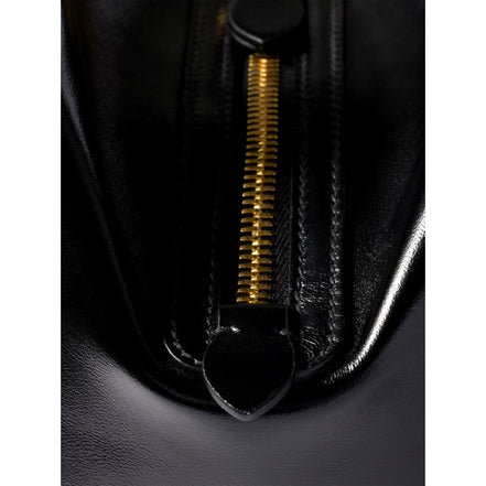 Miu Miu Black Top Handle Bowler Bag with Tonal Logo - available at Queen Bee  of Beverly Hills. 