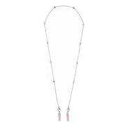 Miu Miu Crystal Pink AirPods Chain Necklace Silver Hardware