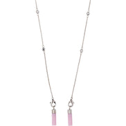 Miu Miu Crystal Pink AirPods Chain Necklace Silver Hardware