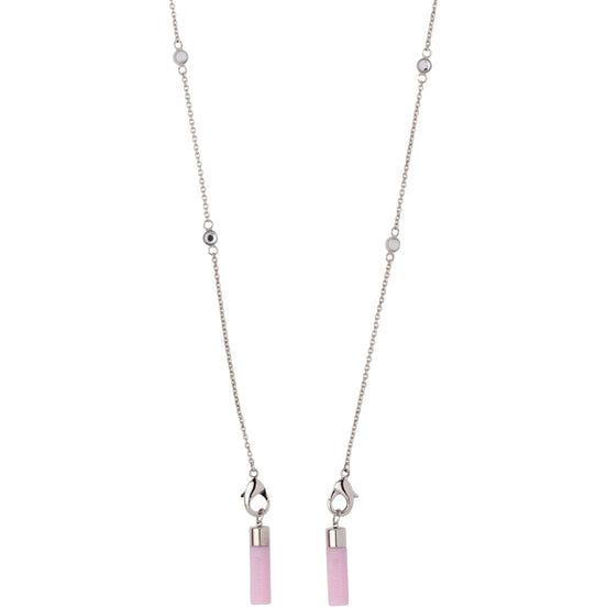 Miu Miu Crystal Pink AirPods Chain Necklace Silver Hardware