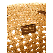 Miu Miu Woven Raffia Mini Bucket Bag in Beige and Brown