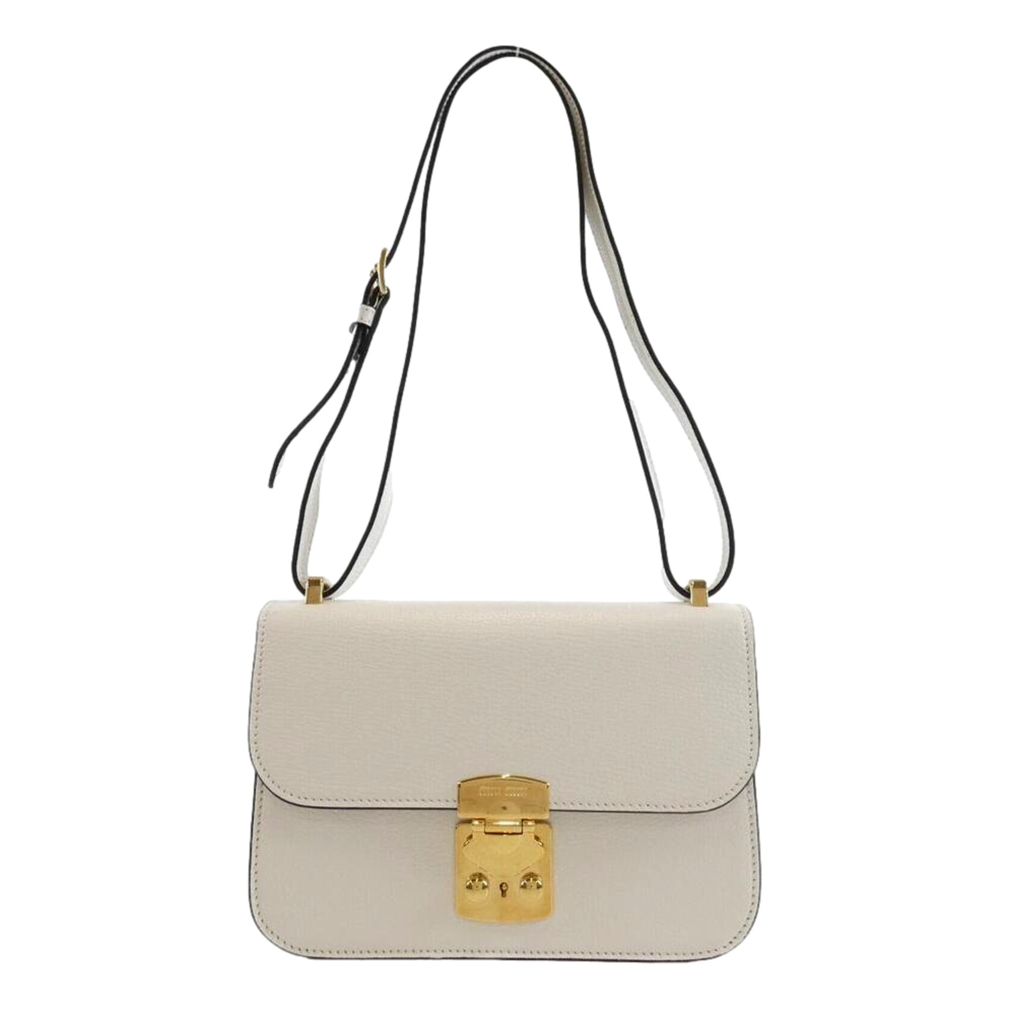 Miu Miu Madras White Leather Crossbody Bag available at Queen Bee of Beverly Hills