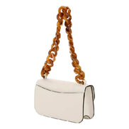 Miu Miu Madras White Leather Tortoise Shell Chain Handbag available at Queen Bee of Beverly Hills