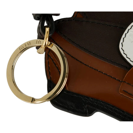 Miu Miu Penny Loafer Leather Bag Charm Brown and White