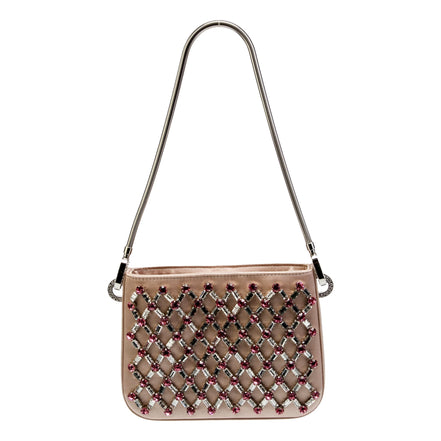 Miu Miu Sassy Crystal Embellished Powder Pink Satin Handbag