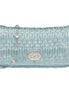 Miu Miu Satin Quilted Crystal Embellished Chain Crossbody Light Blue