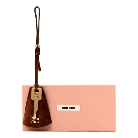 Miu Miu Suede Leather Trick in Cognac Bag Charm