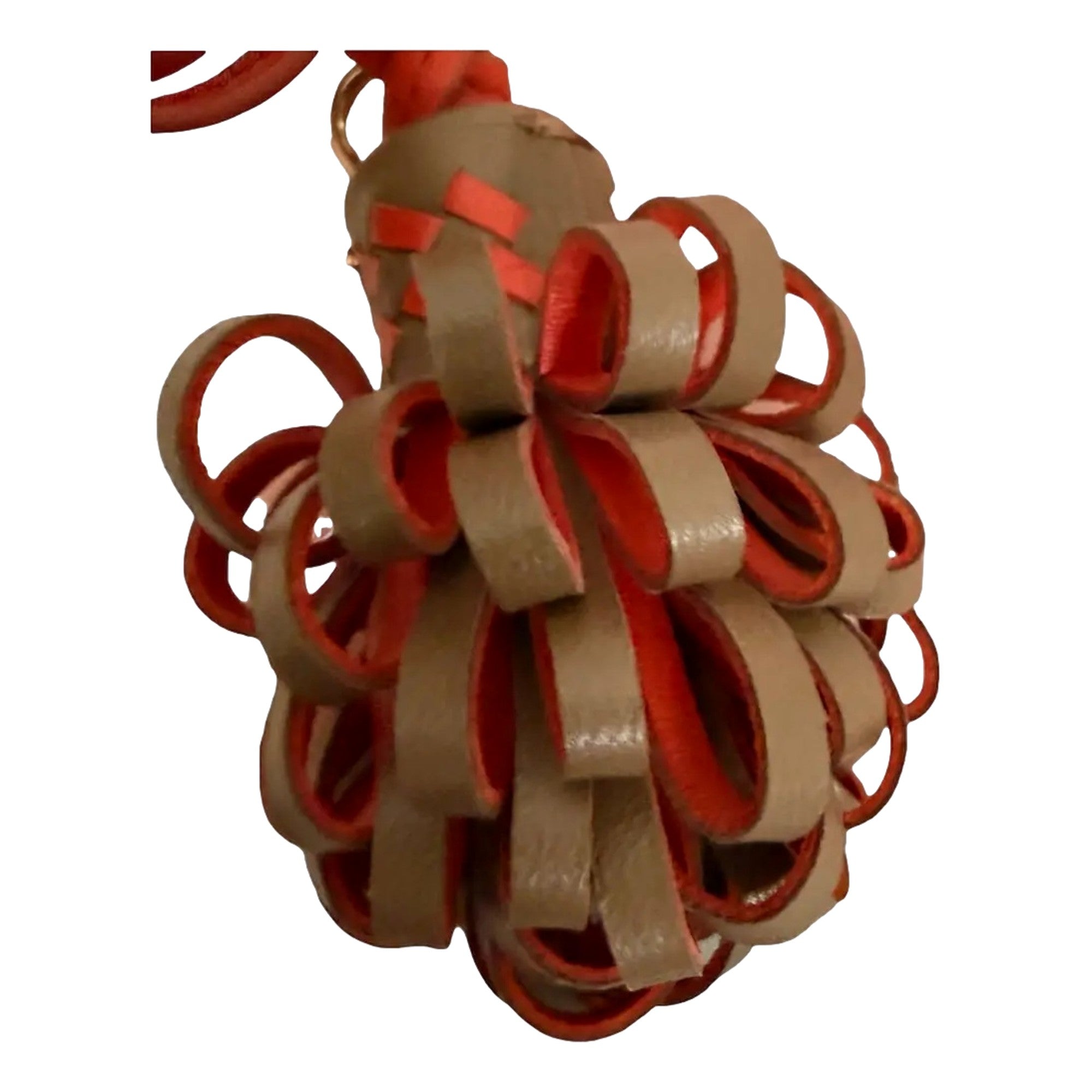 Miu Miu Trick Nappa Leather Pompom Bag Charm Brown and Orange