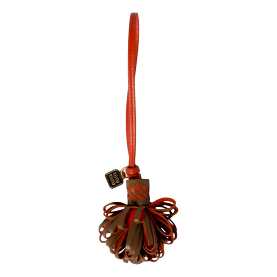 Miu Miu Trick Nappa Leather Pompom Bag Charm Brown and Orange
