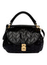 Miu Miu Vitello Shine Patch Black Leather Satchel Bag available at Queen Bee of Beverly Hills