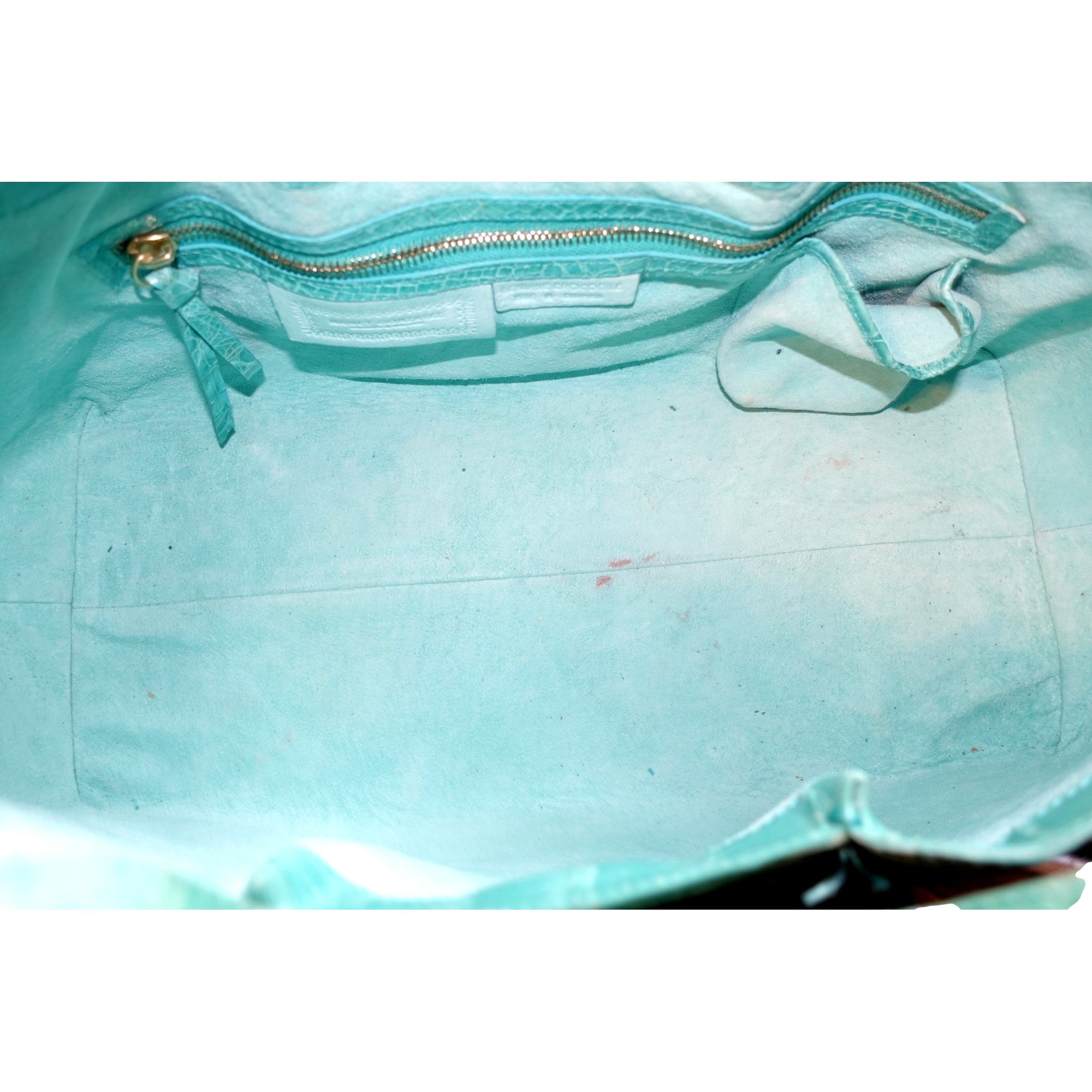 Nancy Gonzalez XL Teal Crocodile Belly Skin Handbag available at Queen Bee of Beverly Hills