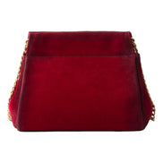 Prada Mini Enchaine Suede Ombre Shoulder Bag Rubino Red available at Queen Bee of Beverly Hills