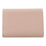 Prada Saffiano Leather Trifold Coin Zipper Card Snap Wallet Cipria Beige available at Queen Bee of Beverly Hills