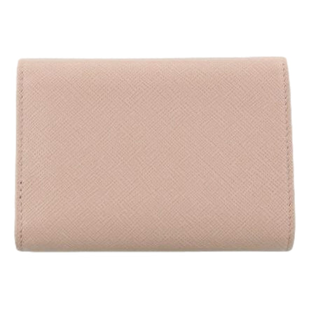 Prada Saffiano Leather Trifold Coin Zipper Card Snap Wallet Cipria Beige available at Queen Bee of Beverly Hills