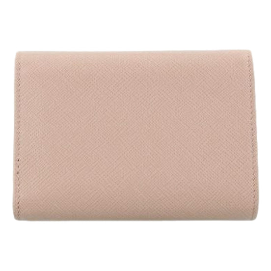 Prada Saffiano Leather Trifold Coin Zipper Card Snap Wallet Cipria Beige available at Queen Bee of Beverly Hills